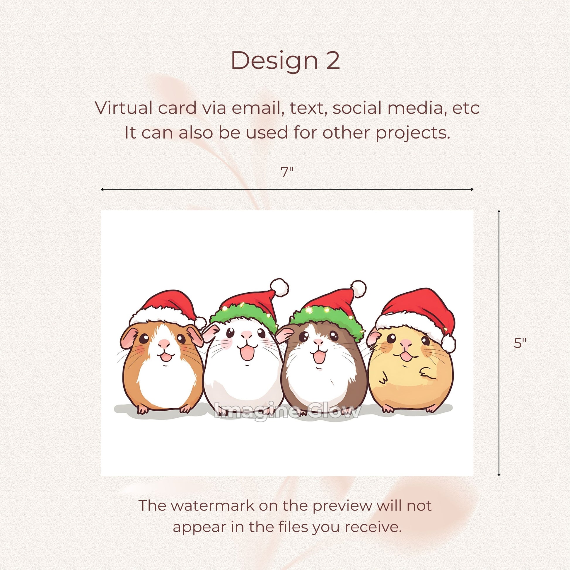 Guinea Pig Pet Holiday Card for Christmas Greetings