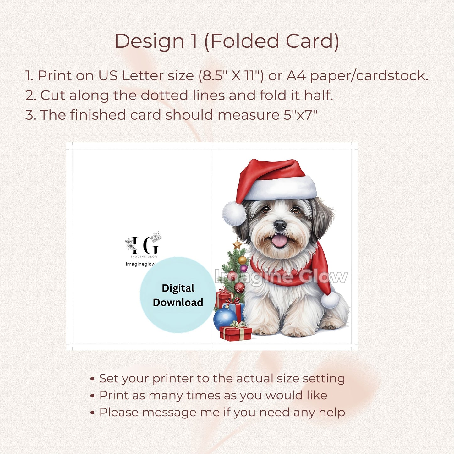 Havanese dog-themed Christmas card for festive greetings.