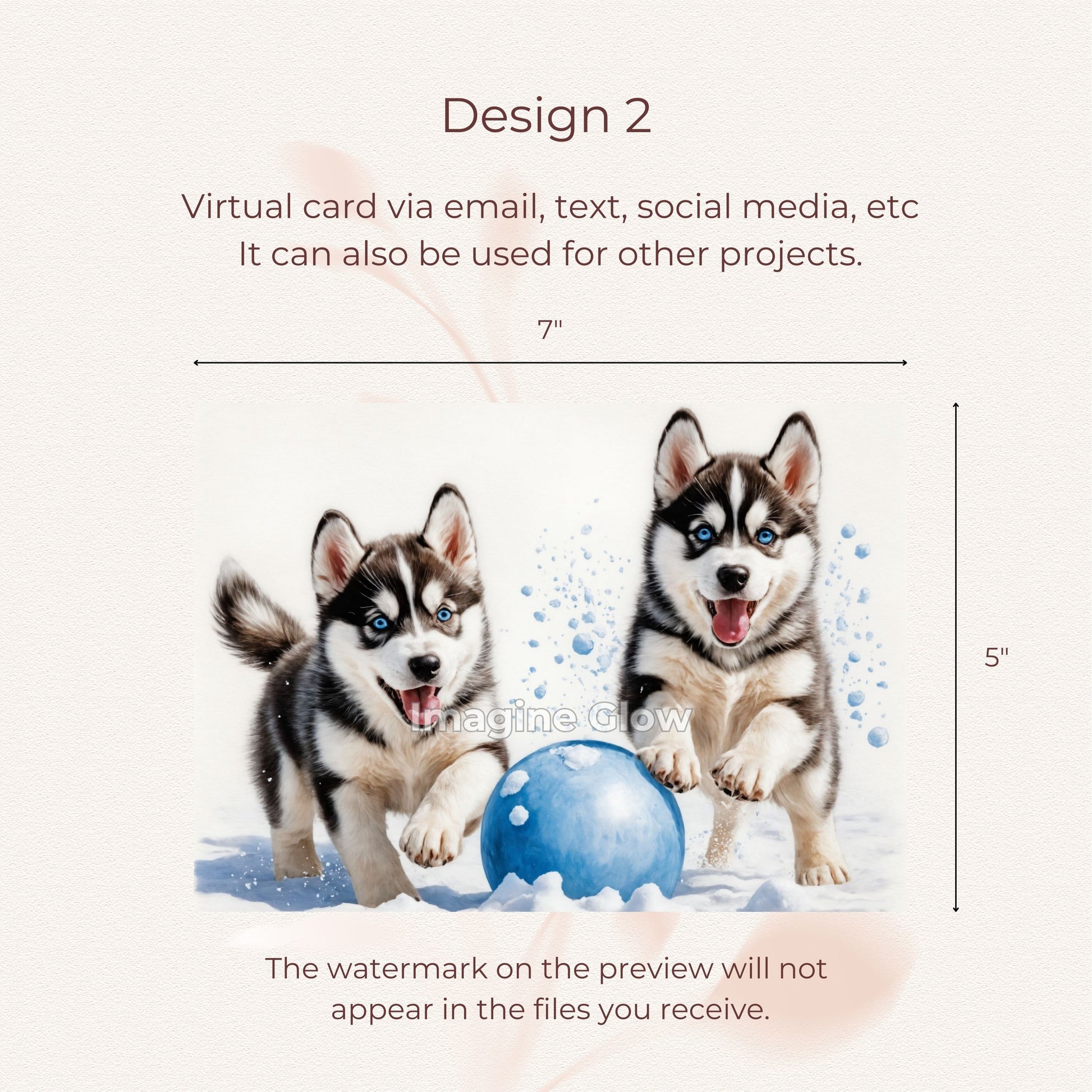 Husky Winter Card - Printable Christmas Greeting for Dog Lovers