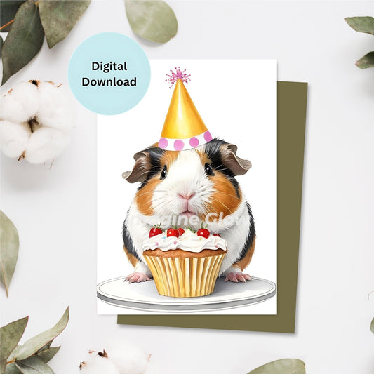 Adorable guinea pig birthday card to send birthday wishes