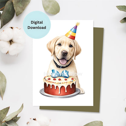 Printable Retriever dog birthday card design