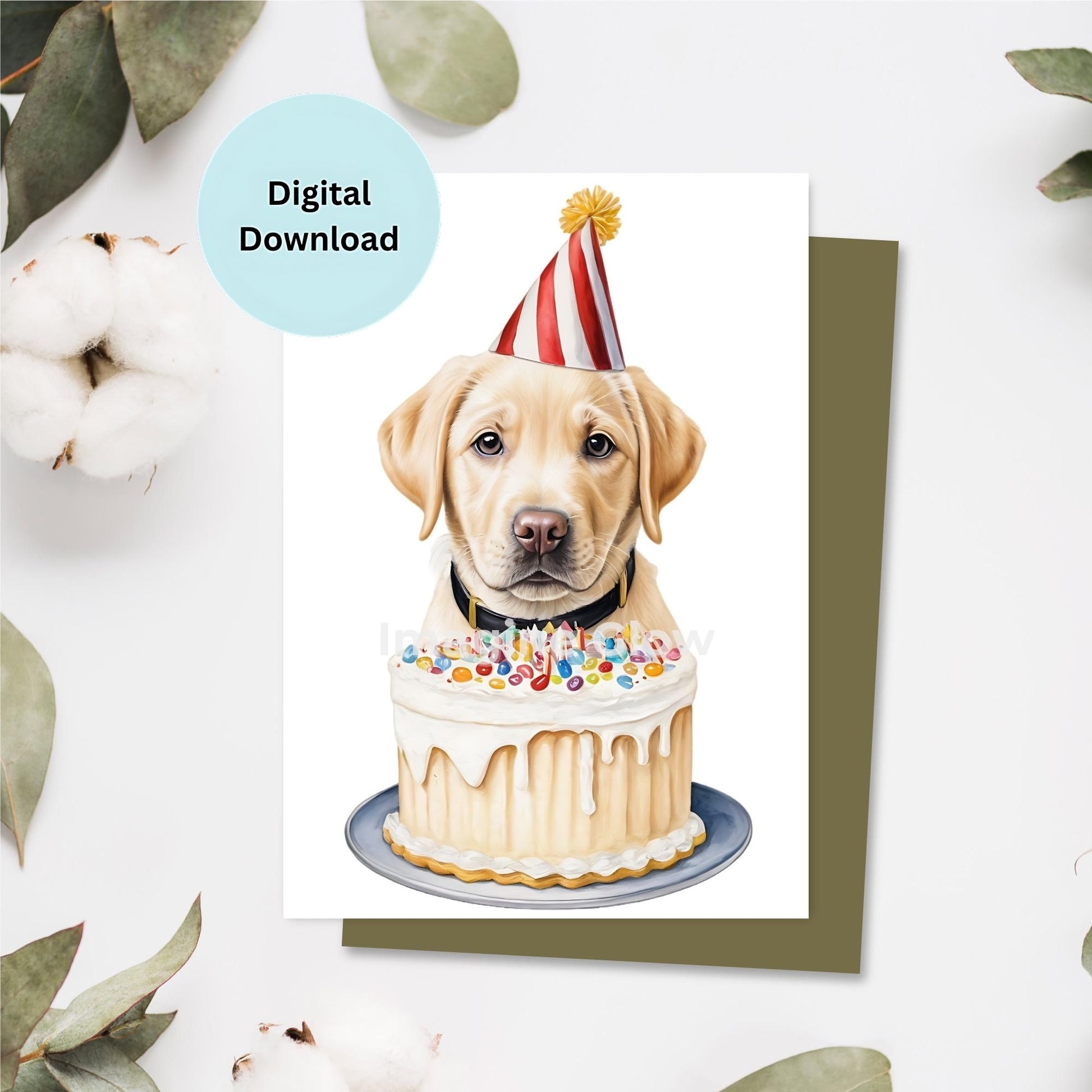 Printable Retriever dog birthday card design