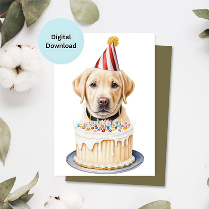 Printable Retriever dog birthday card design