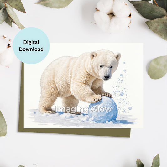 Polar Bear Card - Printable Winter Greeting Card