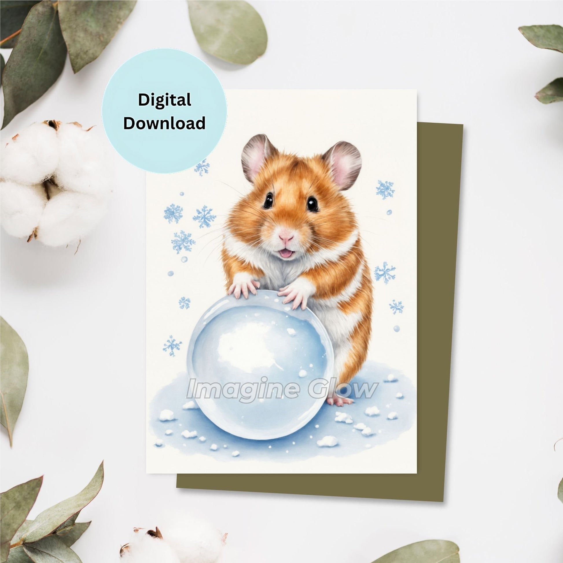 Printable Hamster Winter Greeting Card for Holiday Wishes