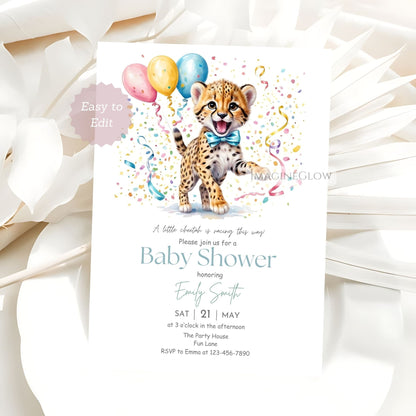 Safari animal baby shower invitation boy
