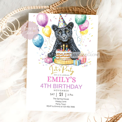 Editable jungle animal party invite