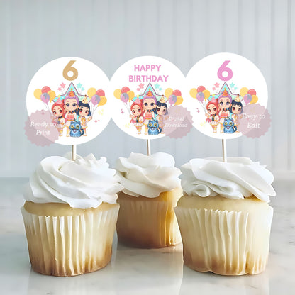 kpop demon hunters cupcake toppers
huntrix anime cupcake toppers
anime birthday cupcake toppers