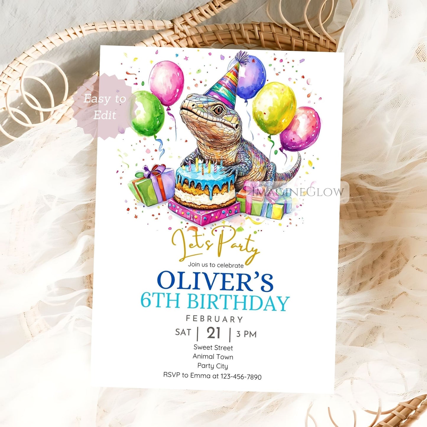 Customizable skink birthday card
Reptile celebration invite for boys and girls
