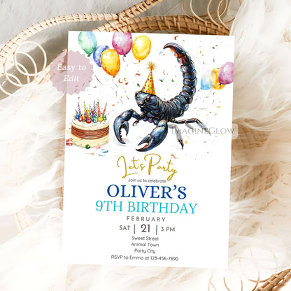 Editable bug-themed birthday party invite
