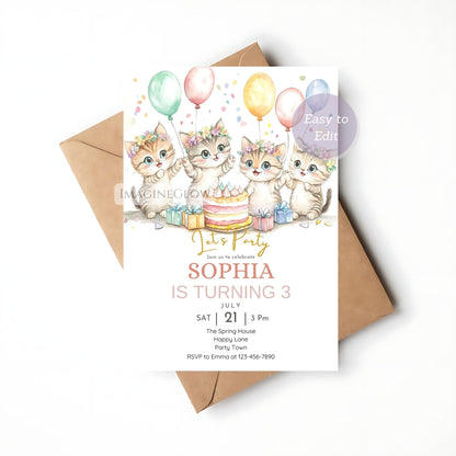 Purrfect kitten birthday invitation
Kitten lovers birthday party invite
