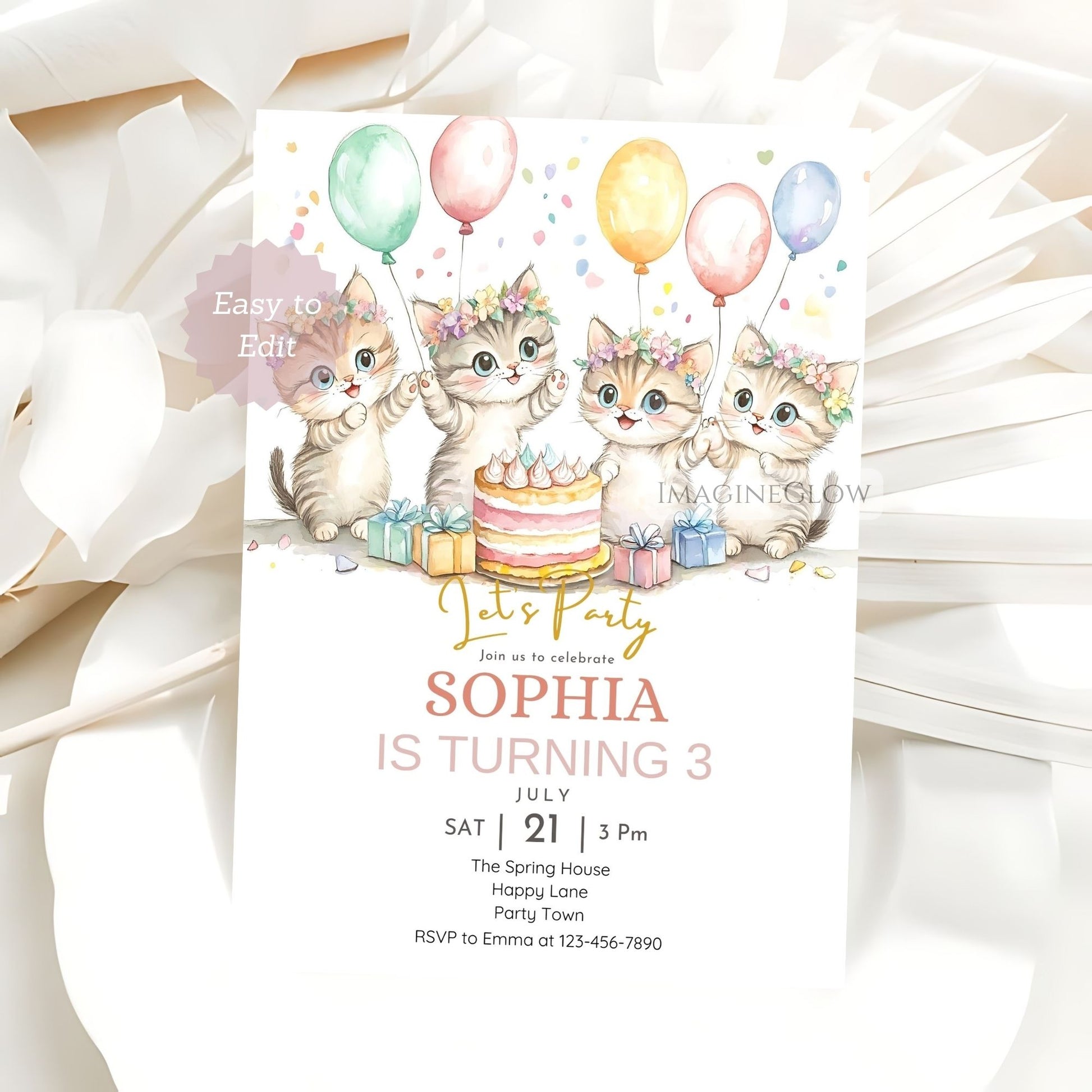 Fun kitten birthday celebration card

