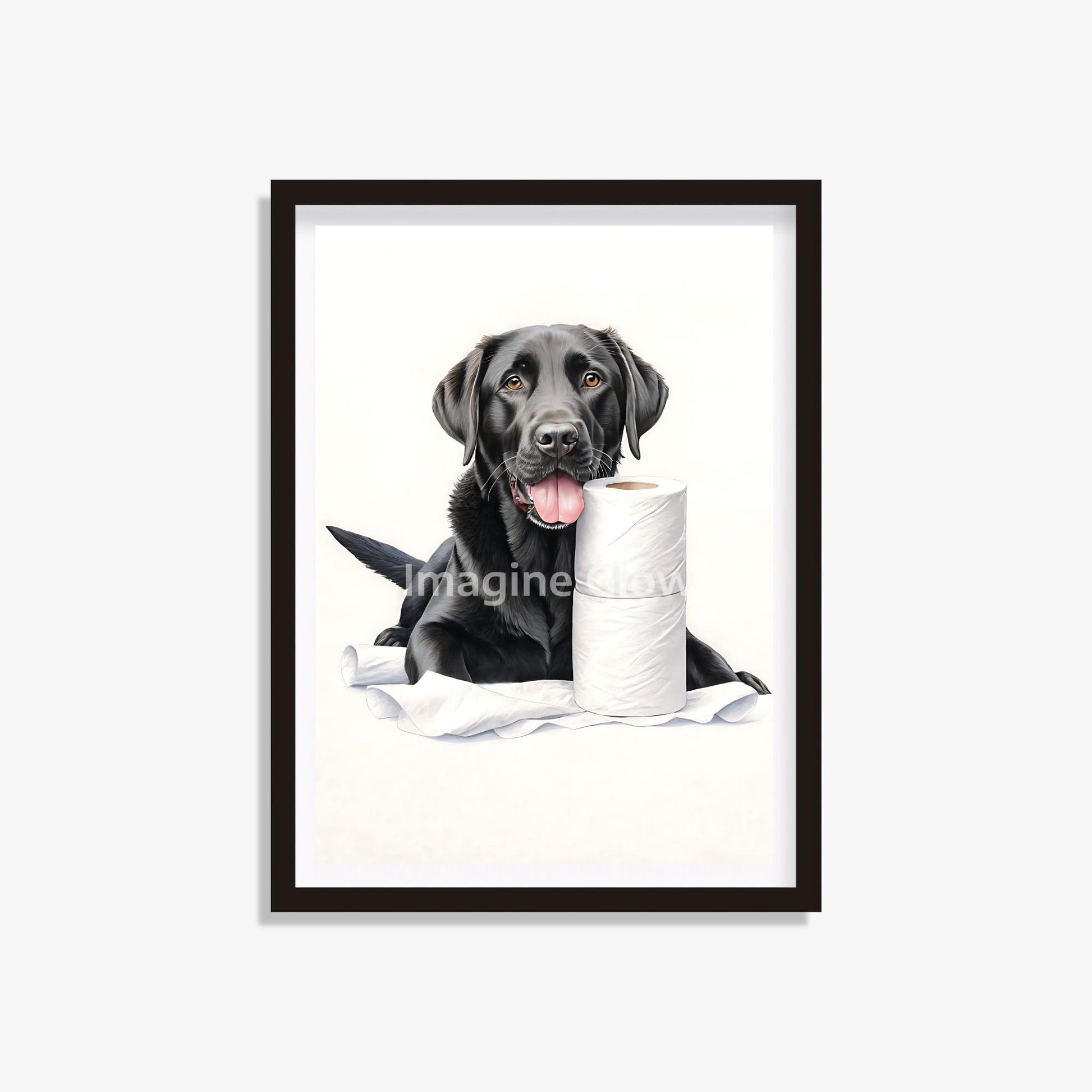 Labrador Retriever in toilet printable with a funny dog illustration