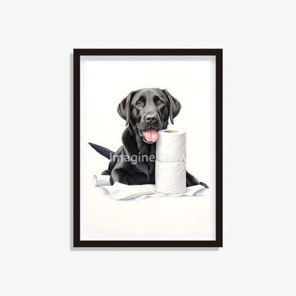 Labrador Retriever in toilet printable with a funny dog illustration
