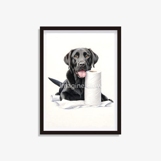 Labrador Retriever in toilet printable with a funny dog illustration
