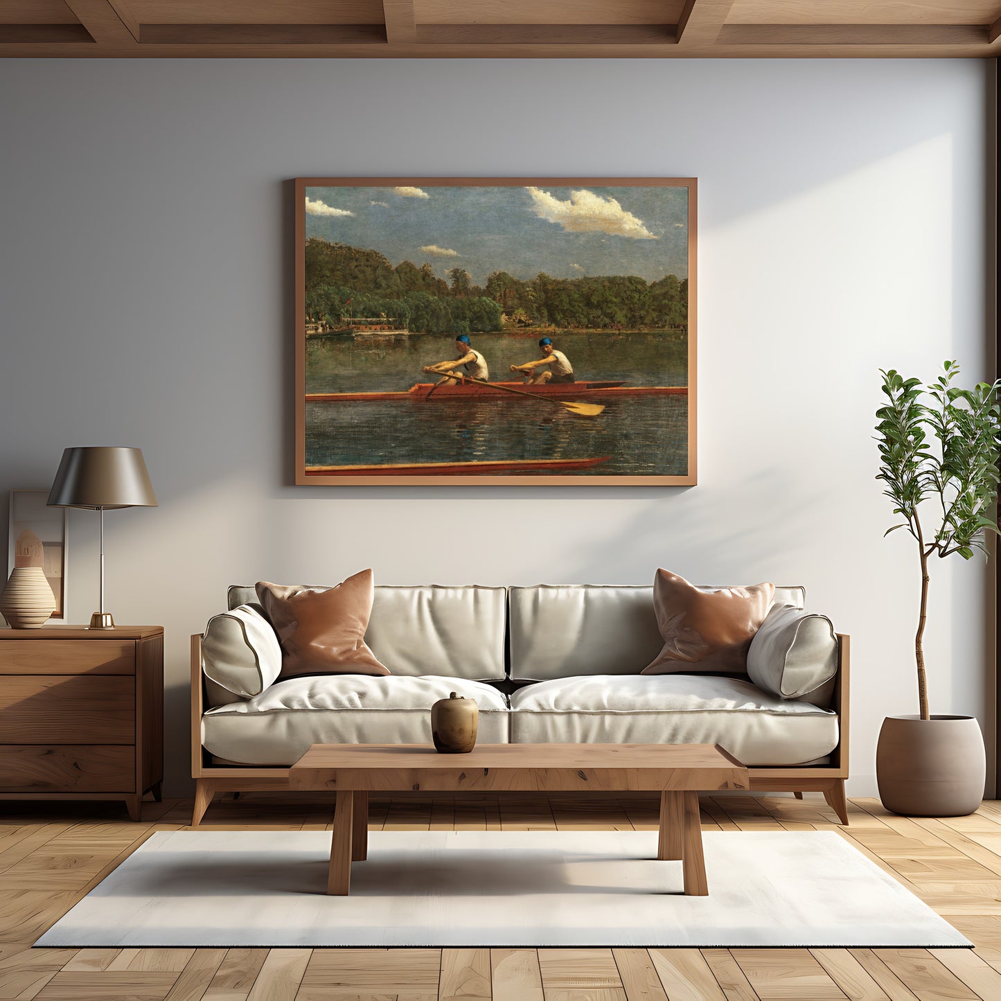 19th-century rowing race artwork for vintage wall decor