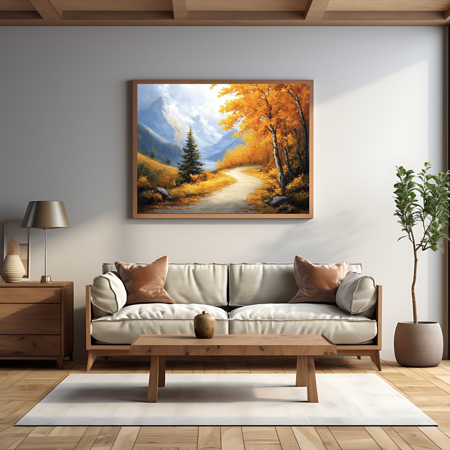 Mountain Path Landscape - Printable Autumn Wall Art for Rustic Home Decor