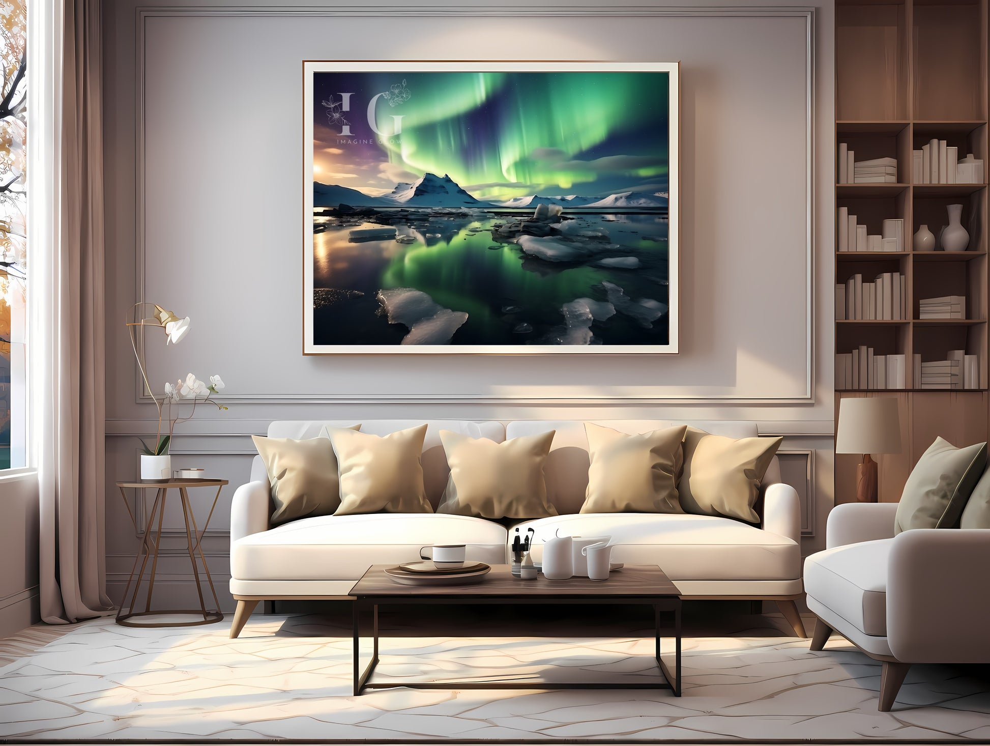 Stunning aurora borealis illustration for home decor