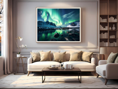 Beautiful landscape of the Northern Lights in printable form