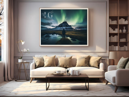 Beautiful illustration of the aurora borealis for wall decor