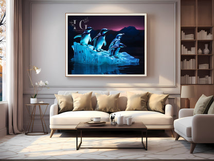 Adorable penguin art print for creating a cozy atmosphere