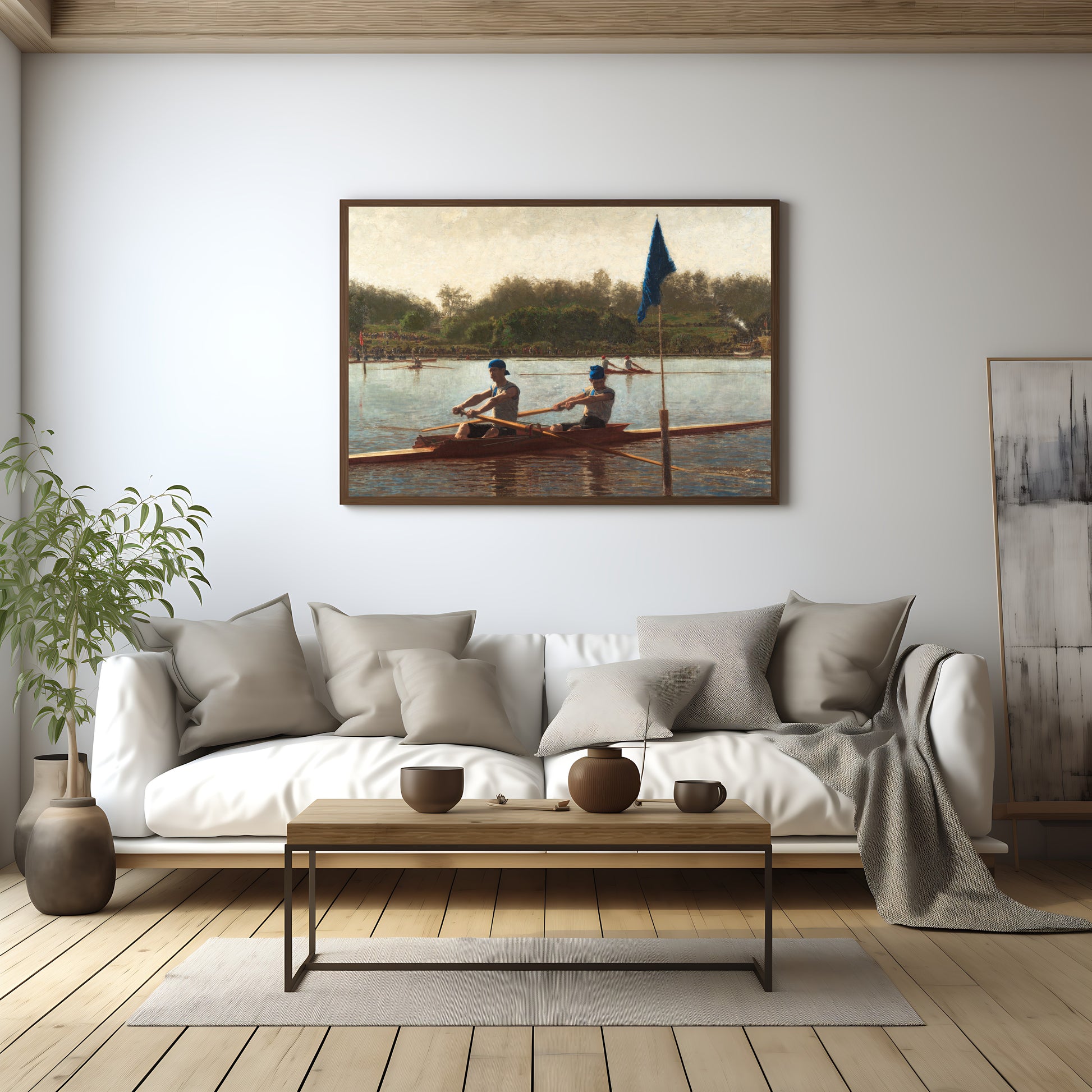 Historic rowing race artwork of the Biglin Brothers printable