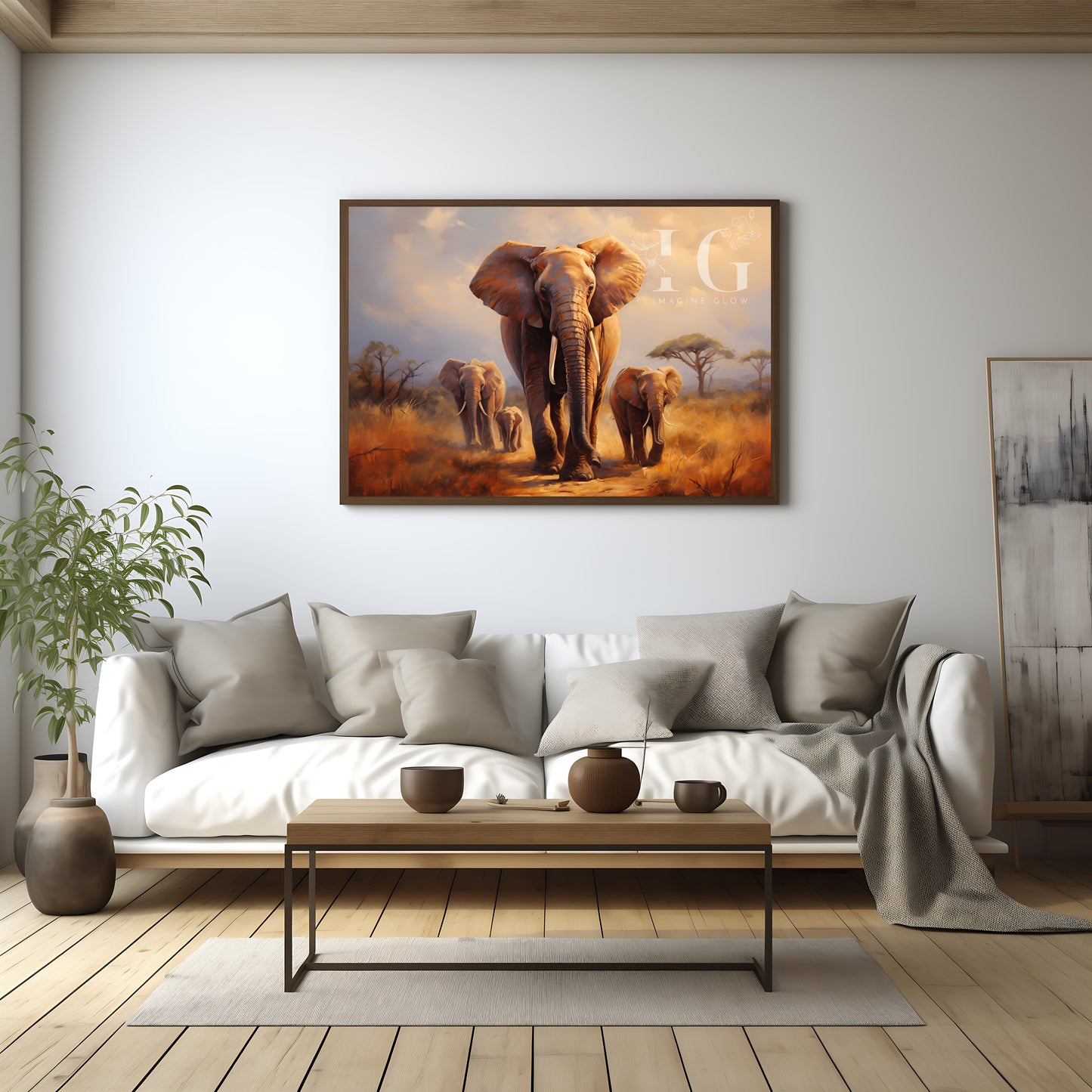 Beautiful illustration of elephants in their natural habitat