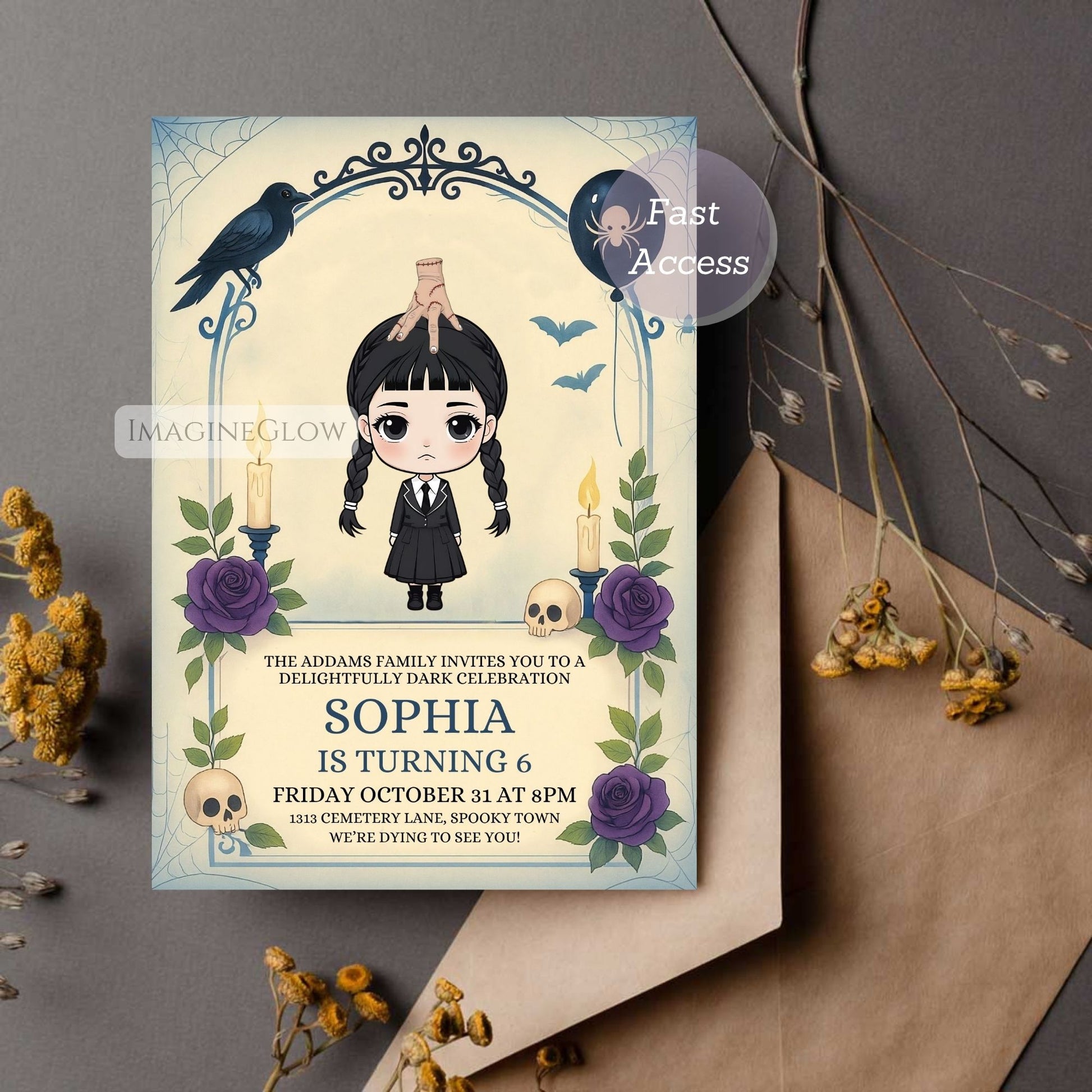 moody halloween birthday invite
spooky kids party invitation
