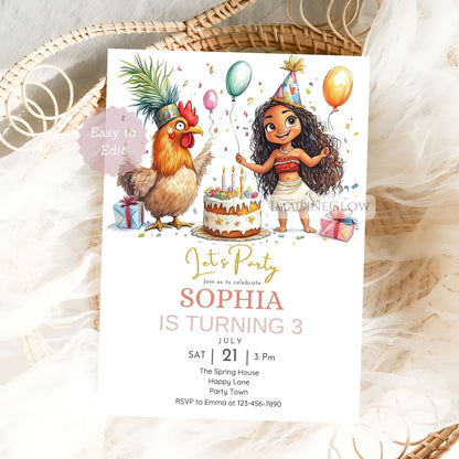 Beach party invite with rooster
