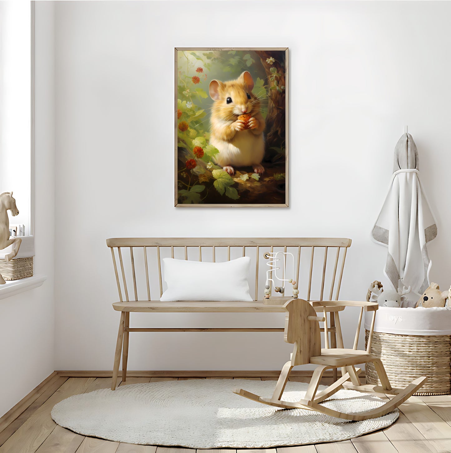 Cute hamster illustration for printable wall art.