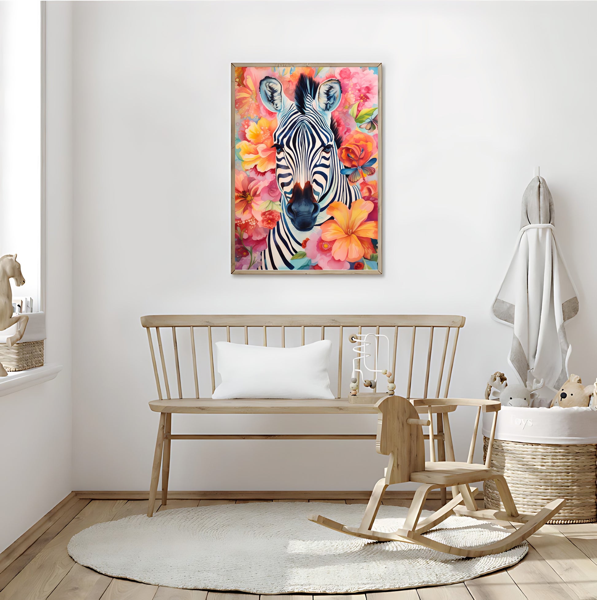 Bold zebra print with delicate flowers for wall decor