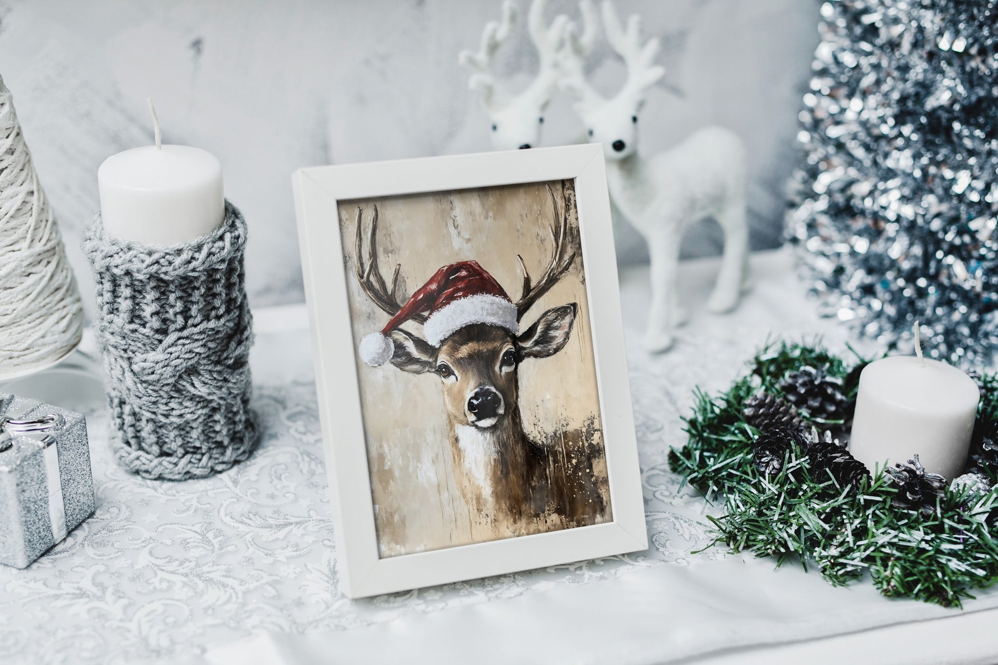 Christmas reindeer art to create a warm, festive atmosphere