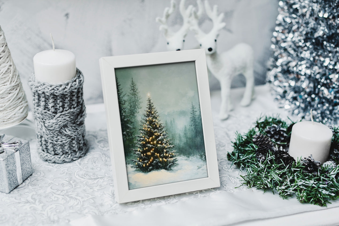 Elegant Christmas tree printable for cozy winter wall decor