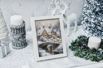 Old English village print for creating a warm, seasonal ambiance