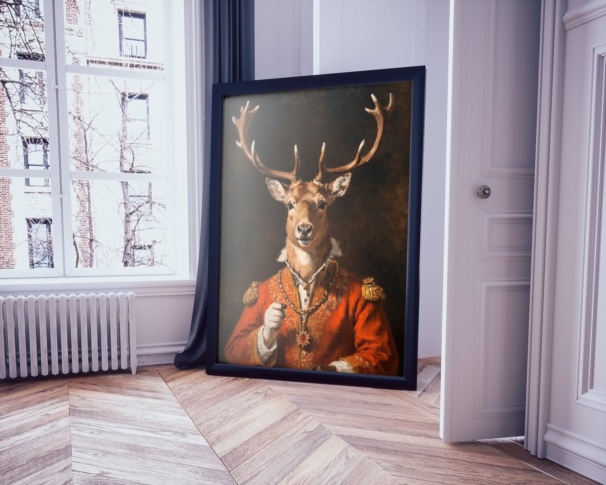 Detailed reindeer illustration adding a touch of elegance to decor