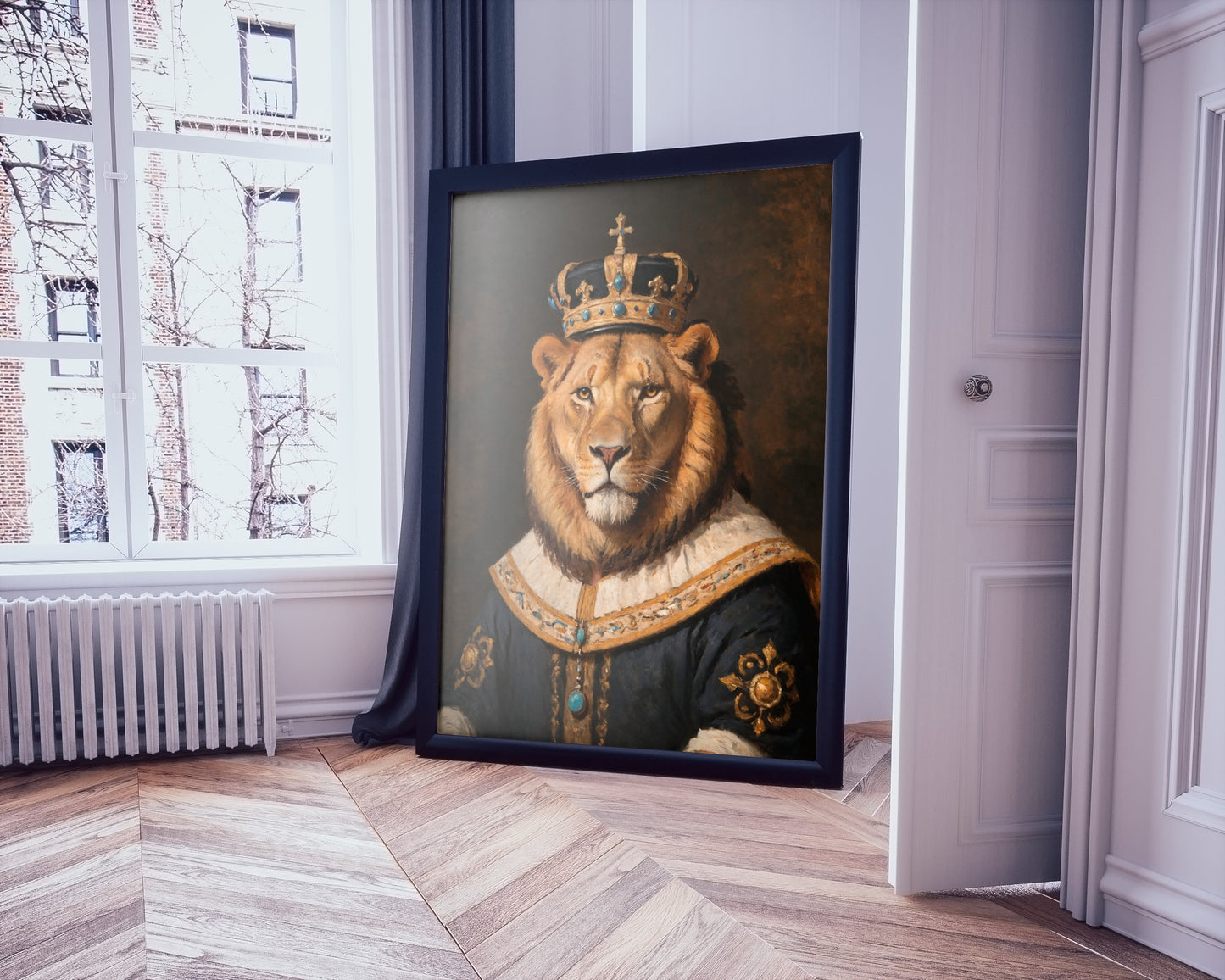 Victorian Lion Art - Animal Portrait for Elegant and Vintage Wall Decor