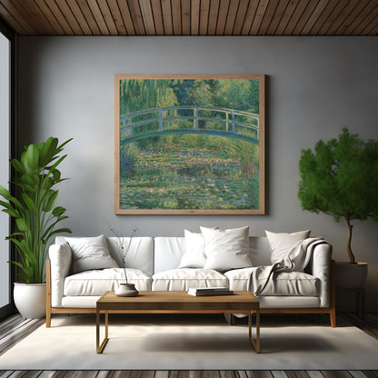 Timeless landscape of a pond with water lilies for home decoration