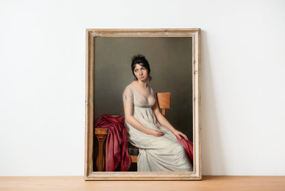 Timeless artwork of a woman in a white dress in vintage style