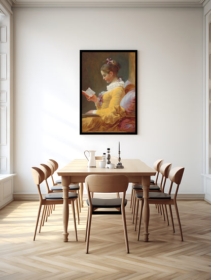 Classic portrait of a girl reading a book in antique style