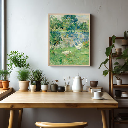 Timeless river landscape featuring a girl boating for wall art