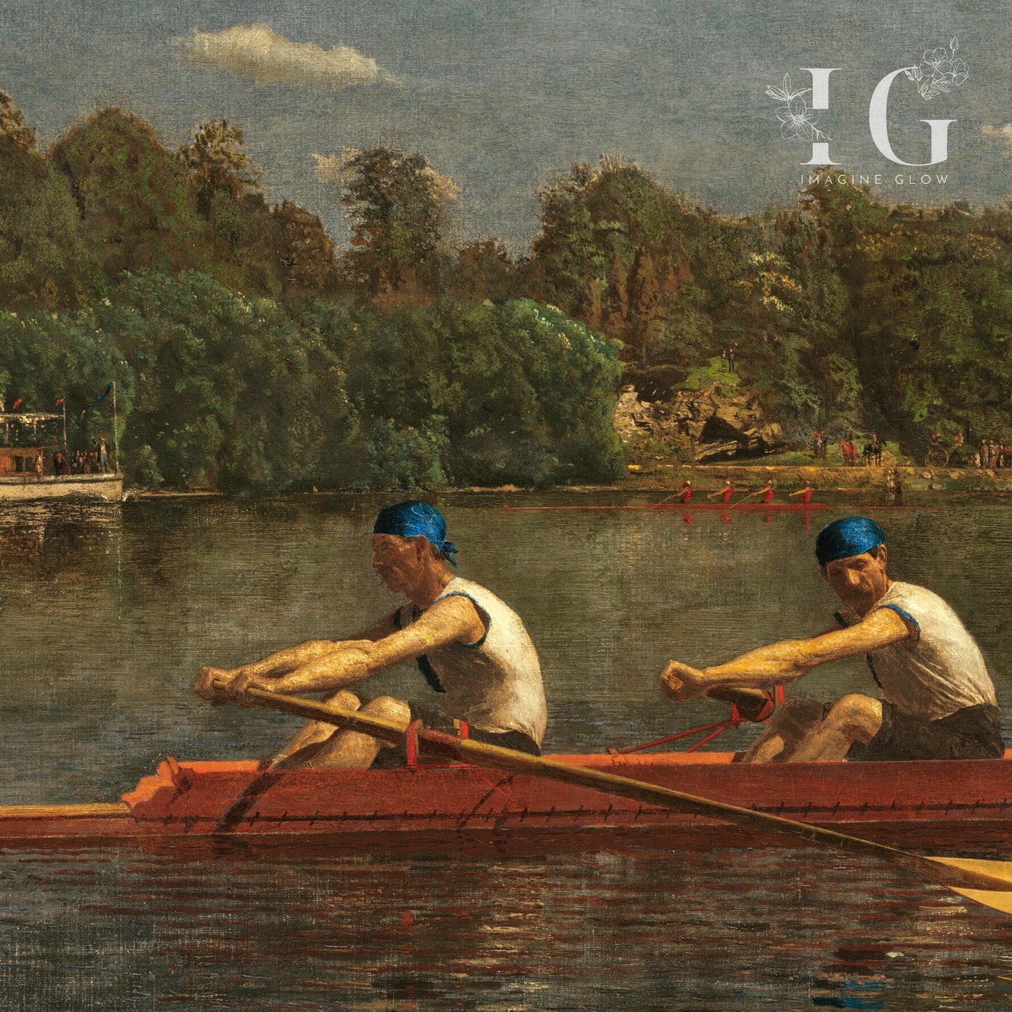 The Biglin Brothers Rowing Race - 19th Century Antique Painting