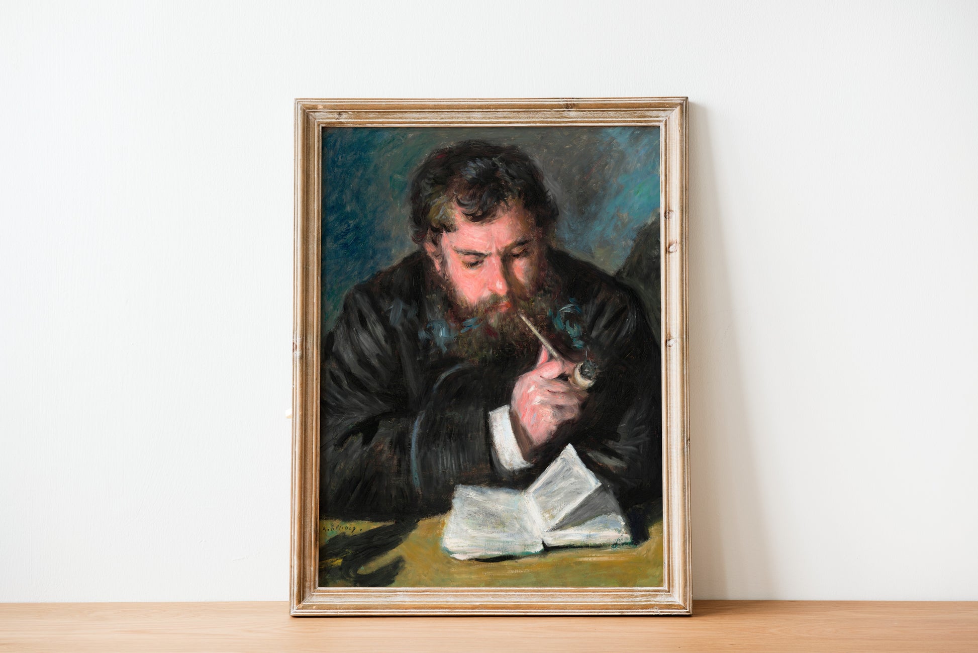 Classic antique artwork of a man reading for home decoration