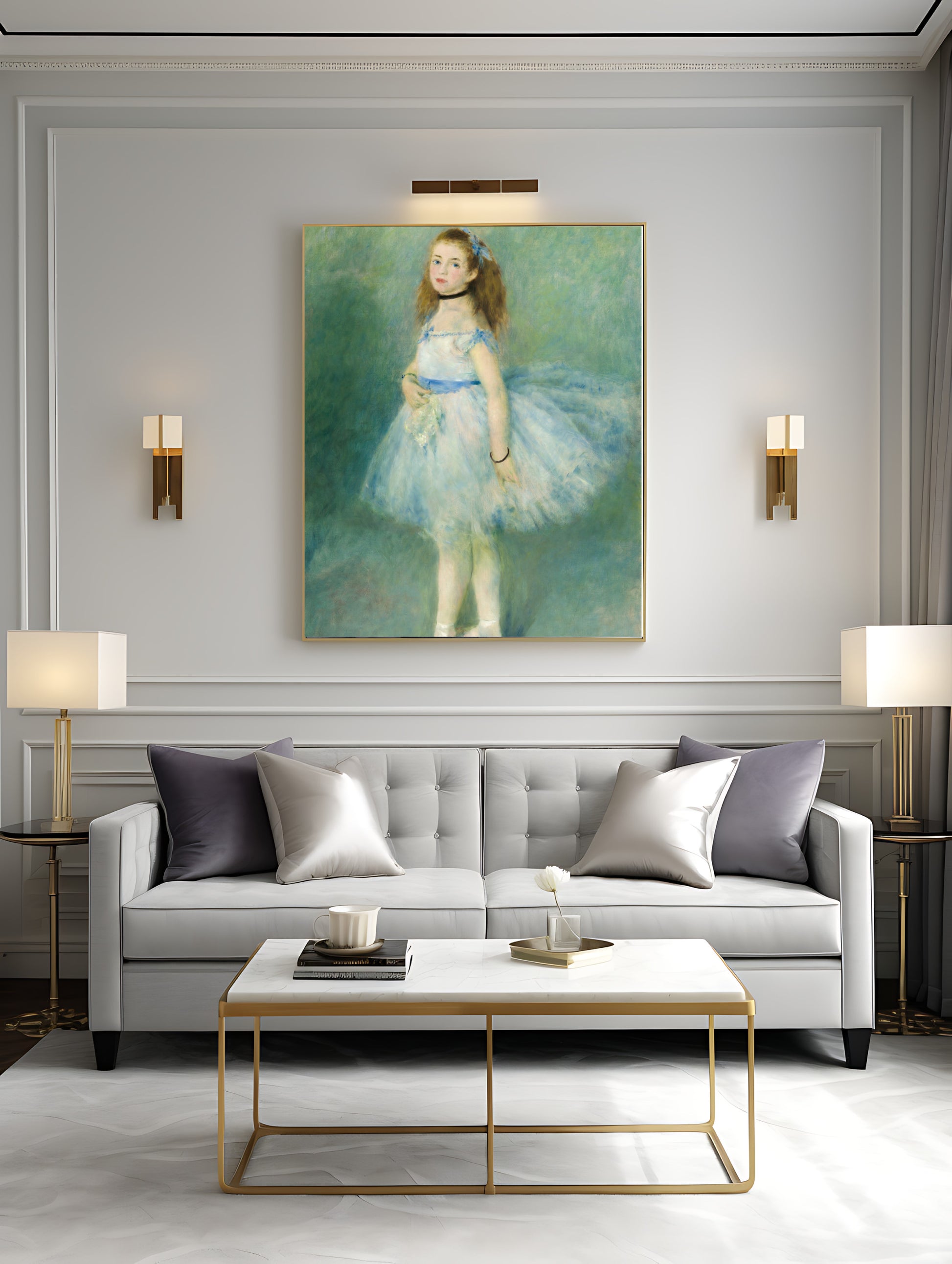 Elegant ballet dancer portrait in vintage style, ready to print.