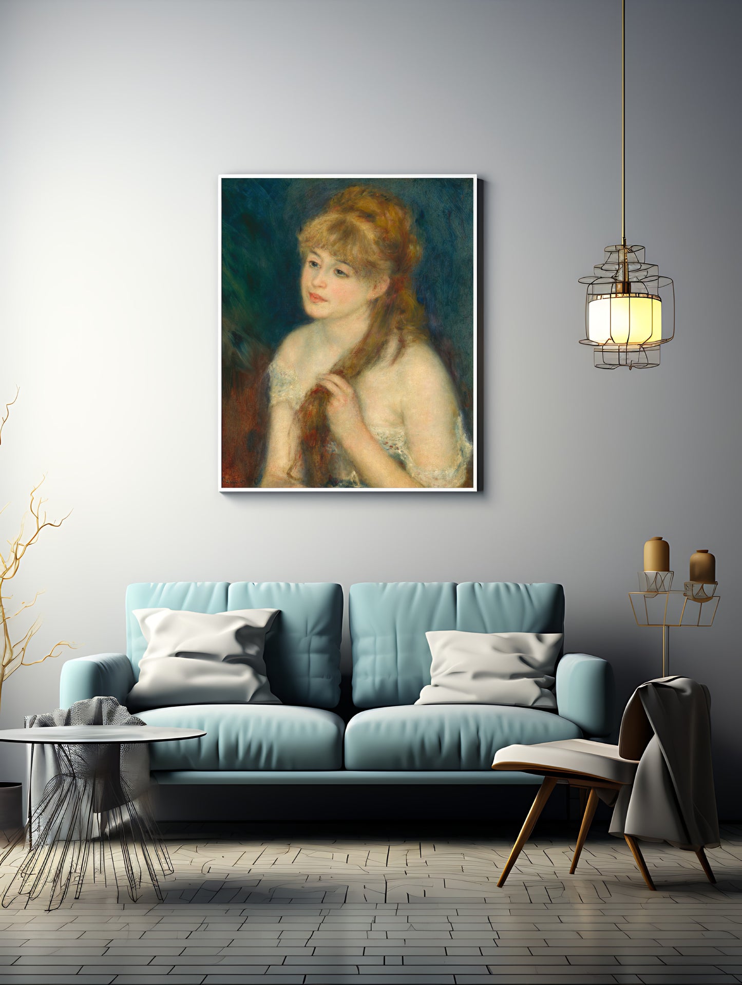 Timeless vintage portrait art of a young woman for home decoration