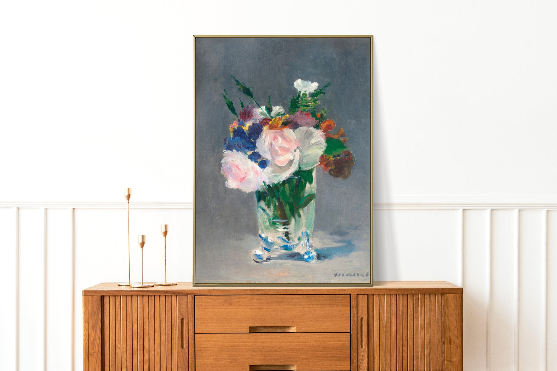 Elegant flowers in vase wall art in an antique style for timeless appeal