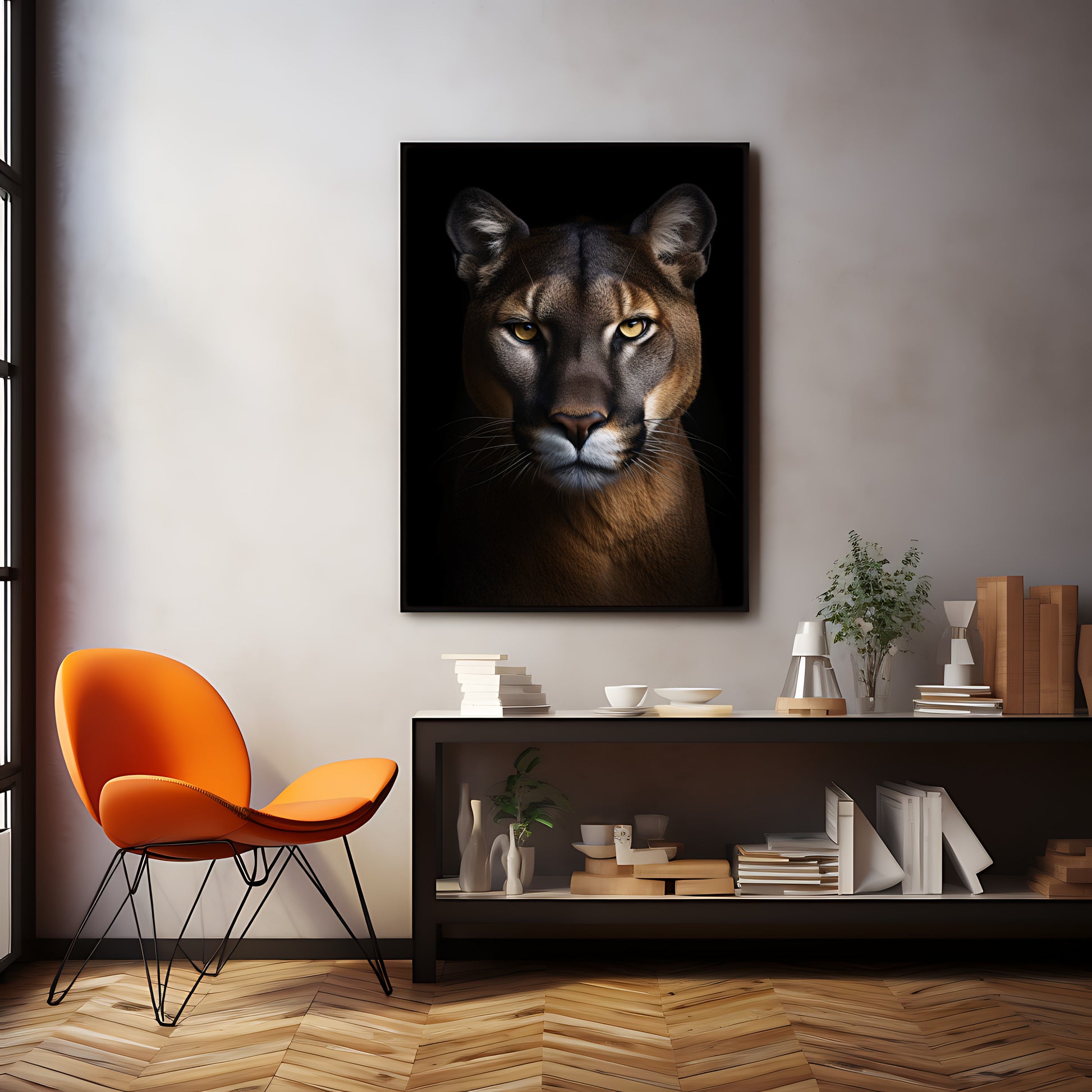 Bold mountain lion wall art ideal for living rooms and offices