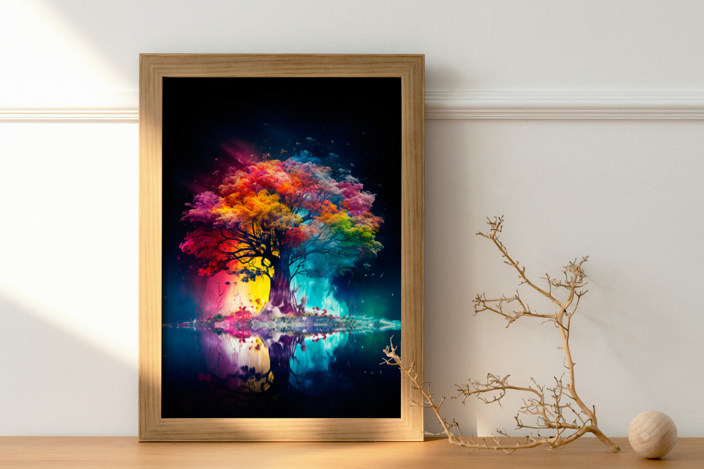 Colorful tree art printable featuring a vibrant and detailed illustration