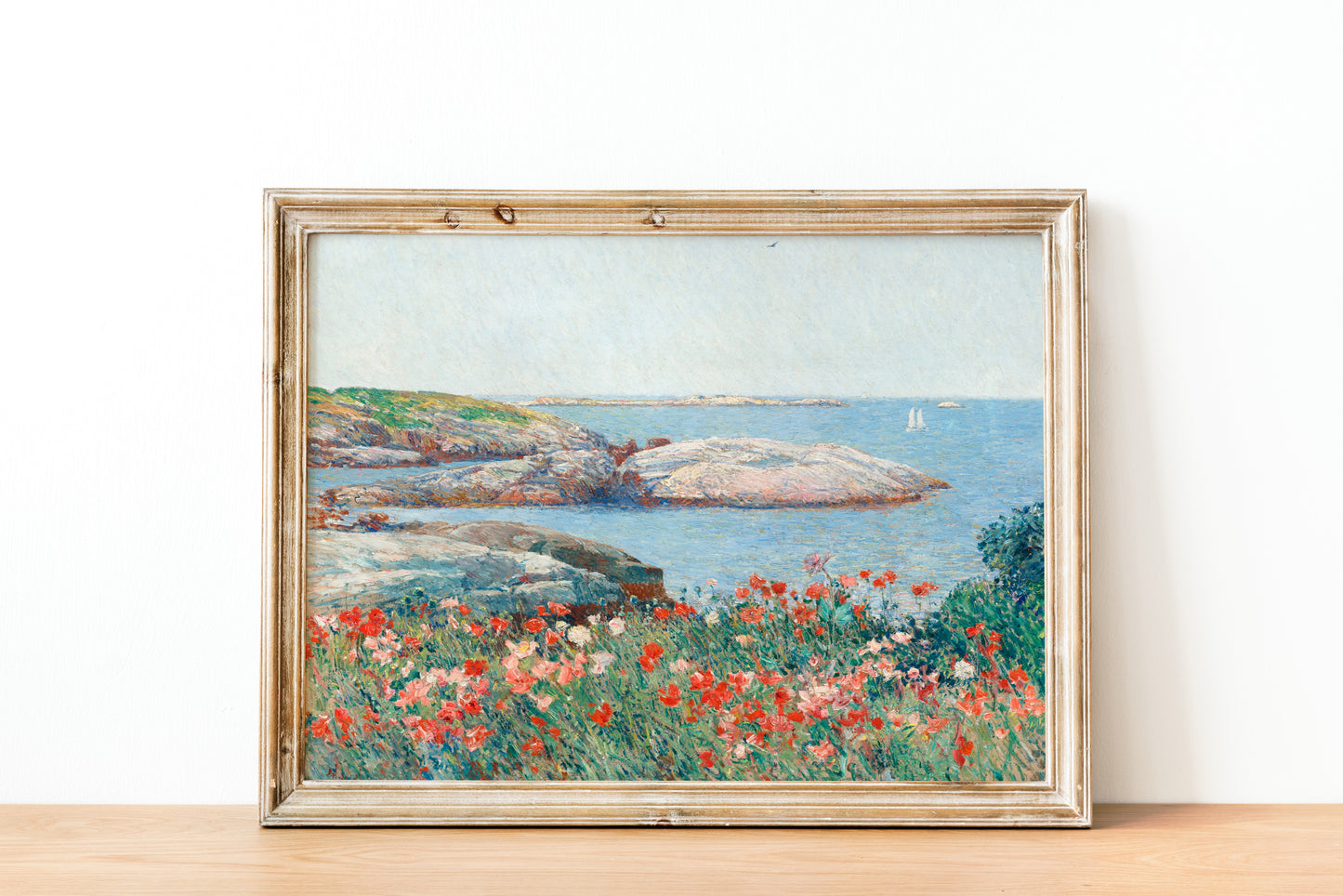 Coastal wildflower field printable with a timeless seaside view