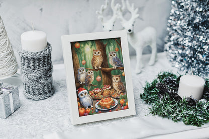 Festive owl artwork adding cheer to any room