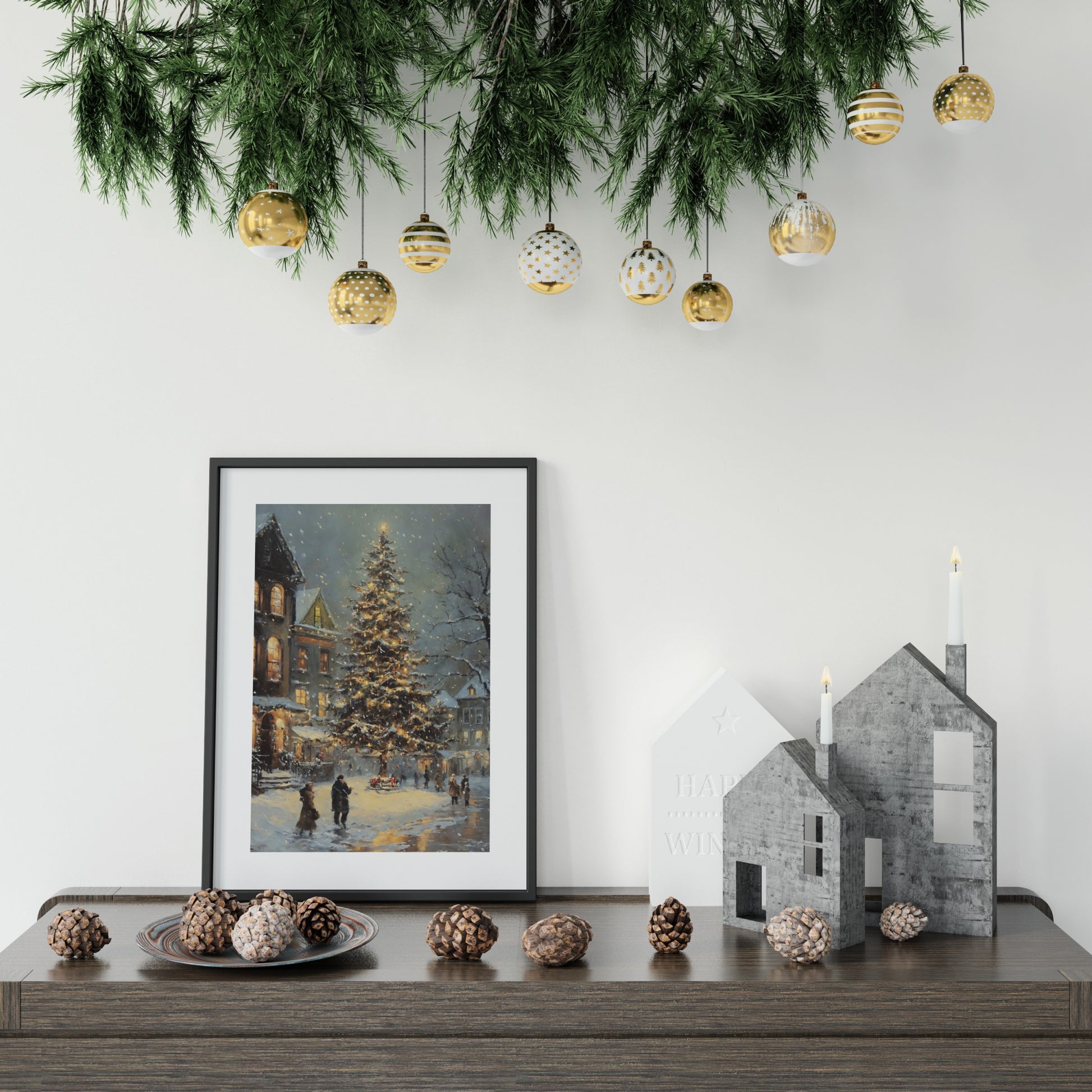 Elegant Victorian Christmas scene for holiday home decoration